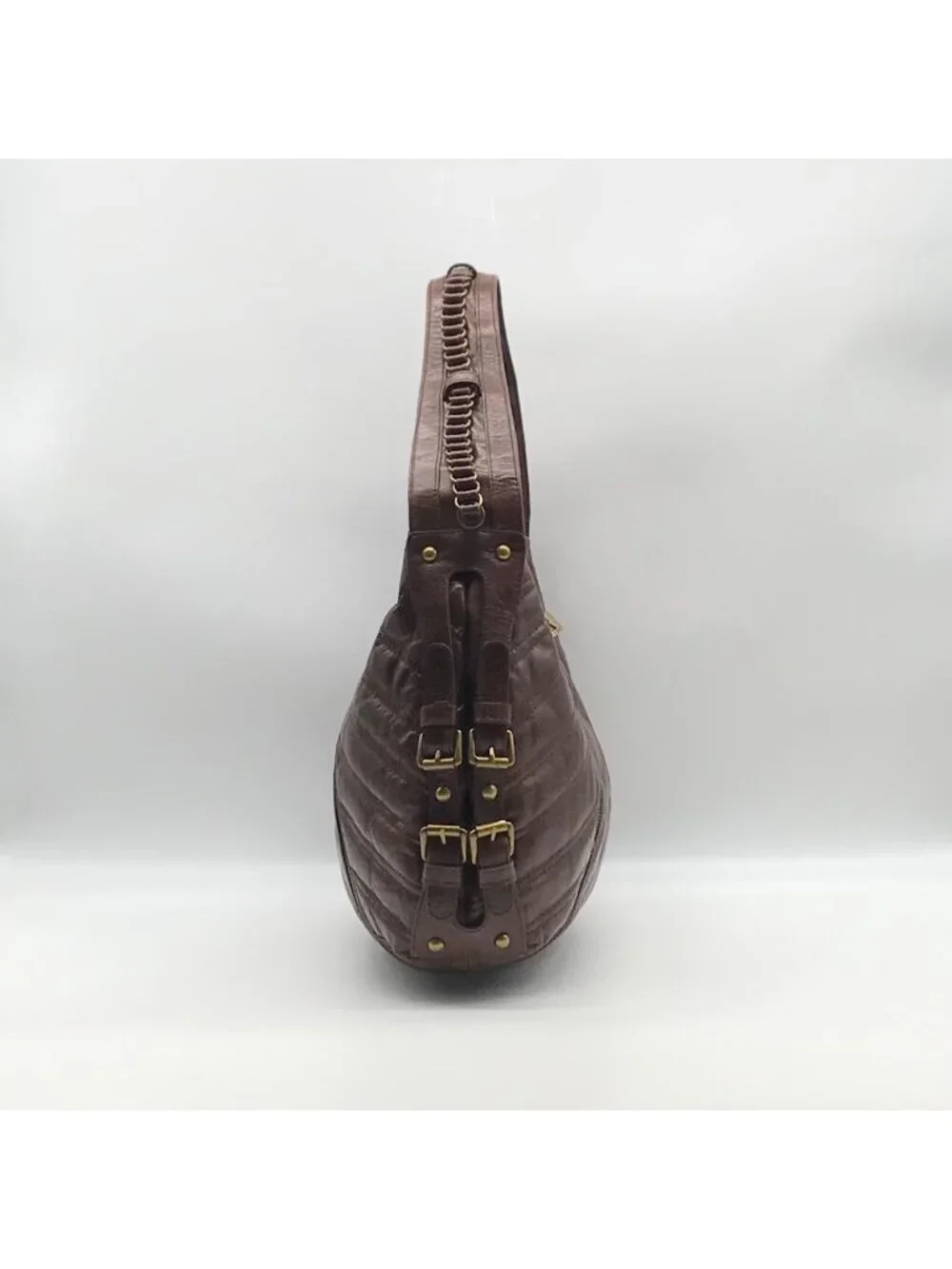 Betsy Johnson Brown Leather Ziplock Large Hobo Bag